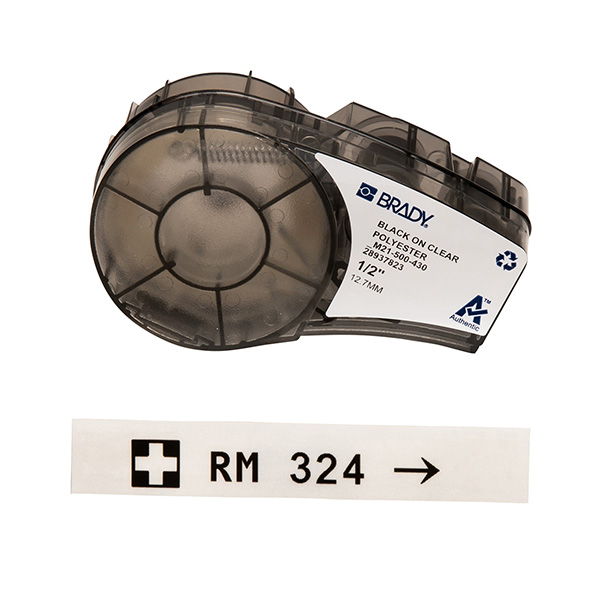 картинка Лента Brady M21-500-430 PAL-500-430 12.7 мм, черный на прозрачном brd110900